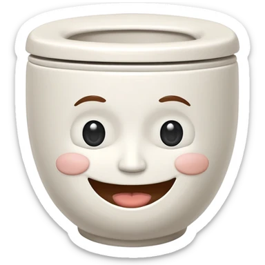 Cartoon toilet with human face emerging from bowl sticker