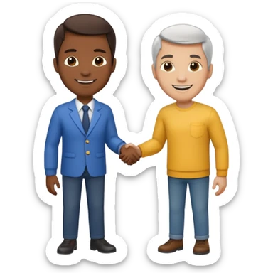 two men shaking hands, one with darker skin and one with lighter skin sticker