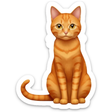 full body solid orange domestic shorthair slim cat with yellow/orange eyes sitting sticker