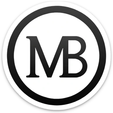 Black circle with “MB” written on in the middle of it. Nothing else no holes or anything. sticker