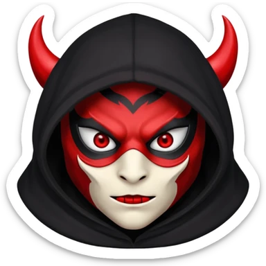 demon masqué avec une capuche sticker