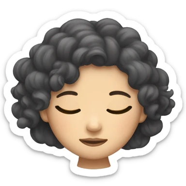 Vietnamese girl with long curly hair sleeping for 12 hours  sticker