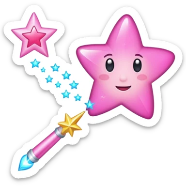 shooting star with a pink heart instead of a star at the end of a wand emoji sticker