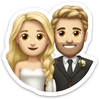 Blonde Frau lange Haare und Mann mit Anzug braune Haare und Bart heiraten sticker
