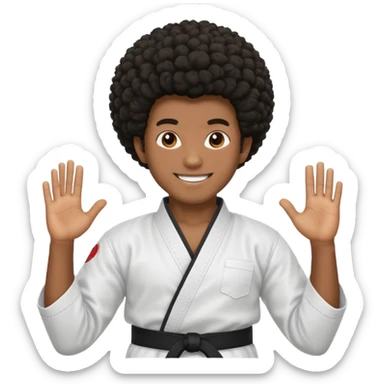 black karate instructor with afro hair and a low taper haircut, and a small fade on the sides sticker
