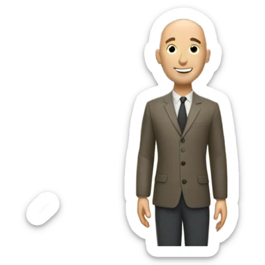 Home with a bald handsome man and a dragonfly sticker