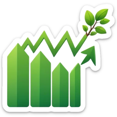 Minimalist emoji of a growth graph  sticker