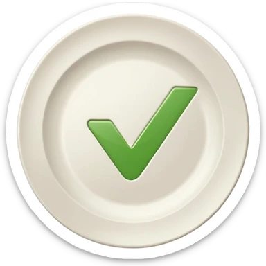 A plate with a gree checkmark in middle it  sticker