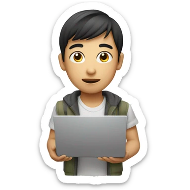 Graphic Designer asian boy with laptop sticker