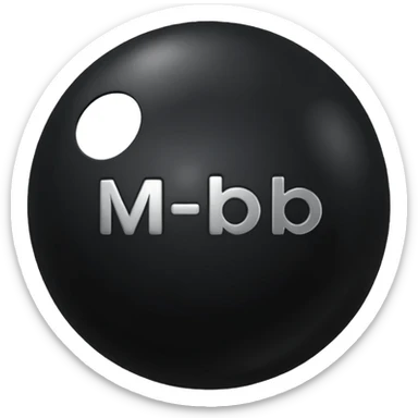 Black Ball with MB written on it. Nothing else no holes. sticker