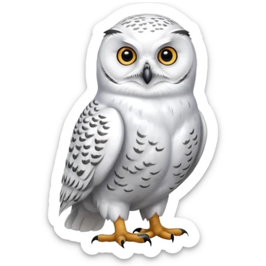 Realistic wild natural elegant pretty beautiful handsome snowy owl, full body, hyper-realism sticker