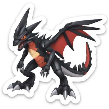  Cool Edgy Black Digimon-Fakemon-Guilmon-Velociraptor-Dragon-Mecha full body sticker