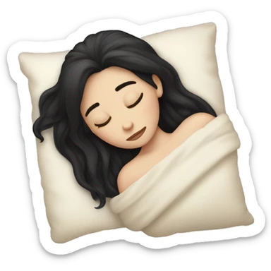 pale girl with long black hair sleeping  sticker