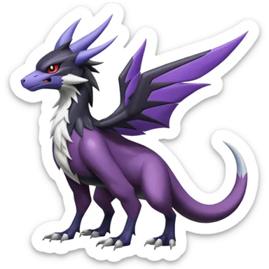 Shiny Noivern-Nargacuga-Mightyena-Silvally-Fakémon-hybrid-creature (full body)  sticker