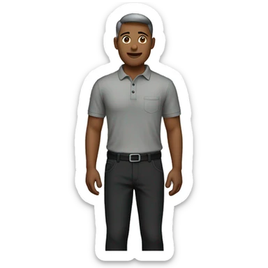 men wearing a gray polo shirt with  black pants  sticker