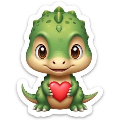 heart-shaped face of a baby dinosaur  sticker