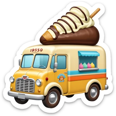Chocolate nut sprinkle covered 1950 ice cream truck  sticker