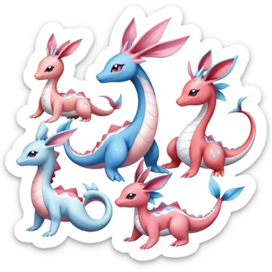 Milotic-Sylveon-Primarina-Dragonair-Pokémon full body sticker