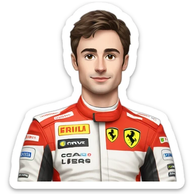 Charles Leclerc avec une tenue Ferrari sticker