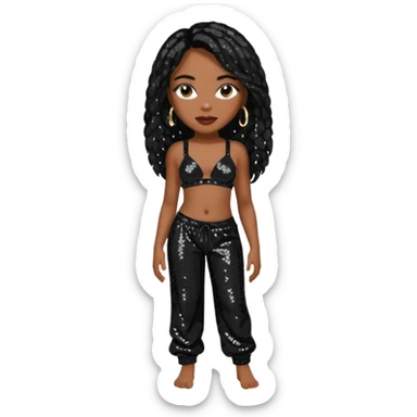 Aaliyah with black sequin bra, black sequin baggy pants  sticker