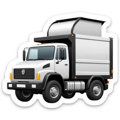 Camión volquete en 2d, en blanco y negro y descargando la carga sticker