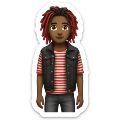 Brownskin boy with red and black striped dreads sticker