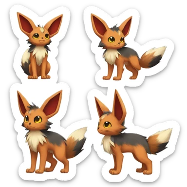 Eevee-Litten-Torracat-Rocruff-fusion-hybrid full body sticker