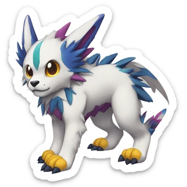 cute cool edgy Digimon-Fakemon-animal with colorful markings full body sticker