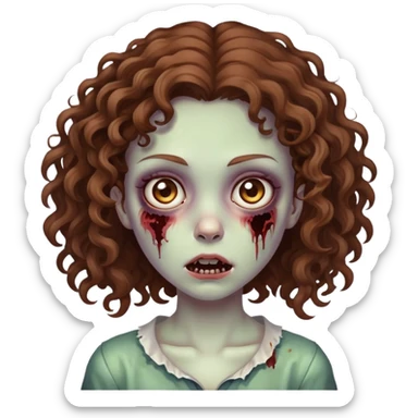 Girl zombie with brown curly hair
 sticker