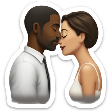 Black man kissing brunette woman sticker