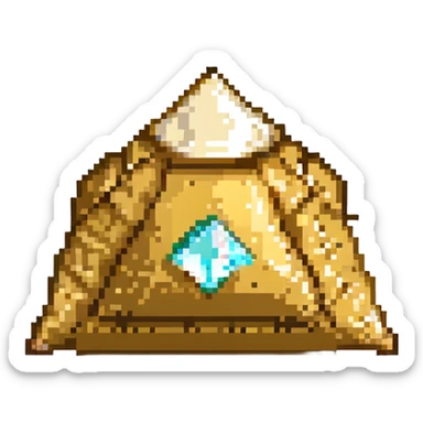 Convert the diamond samosa image to pixel art style with a shining border around it. Keep the background transparent. sticker