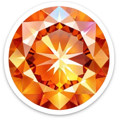 round cut gemstone with iridescent shine, vivid orange color, brilliant facets sticker
