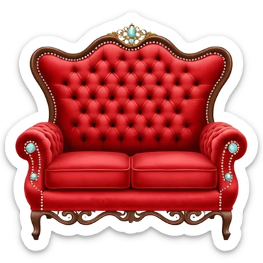 Vintage red sofa with rhinestones buttons sticker
