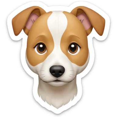a full body facing front on of a buff white beagle cross jack russell terrier looking dog the size of a kelpie with light brown long ears resting on its face and a light brown patch above one eye and a large snout. the rest of the dog is completely white.  sticker