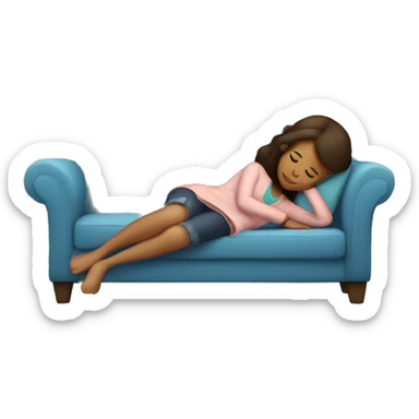 brunette taking a cute nap on couch sticker