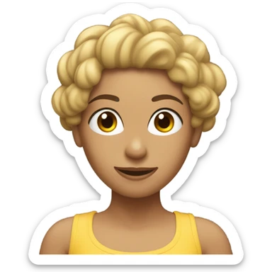 Chica de pelo rizado castaño haciendo pilates  sticker