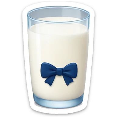 Glass of milk with a navy blue bow wrapped around the glass  sticker