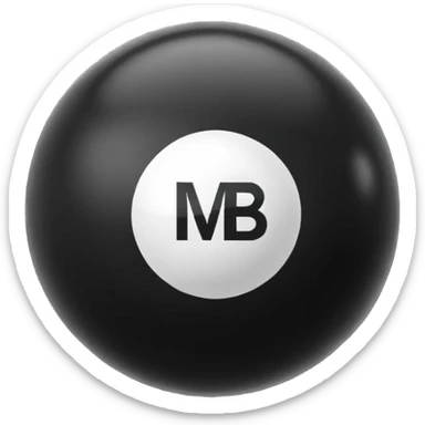 Pool ball back ball with the “MB” written on it. sticker