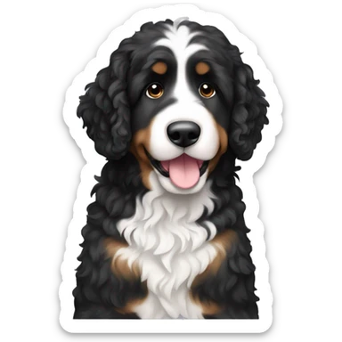 Black and white bernedoodle sticker