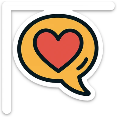 cute cartoon-style speech bubble with a heart, expressive, symbolizing listening with heart, empathy, support sticker