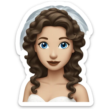 Fair skin Brunette wavy hair bride with blue eyes sticker