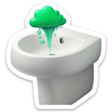 A bathroom sink with a green cloud coming out of it sticker