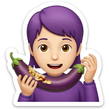 Mouth wide open eating eggplant  sticker