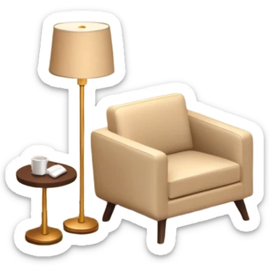 Isometric 3D corner of hotel room with modern floor lamp and modern beige armchair sticker