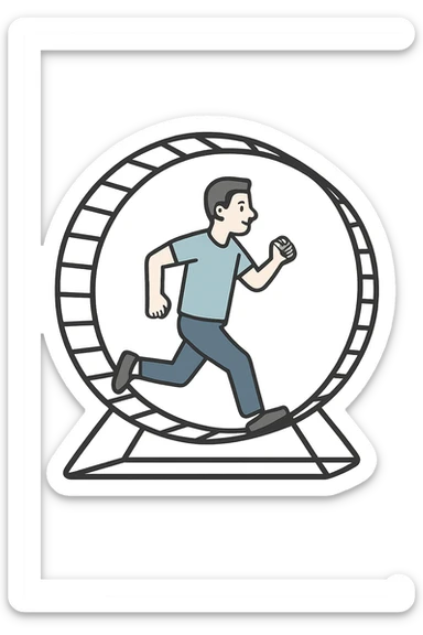 Uomo che corre dentro la ruota del criceto sticker