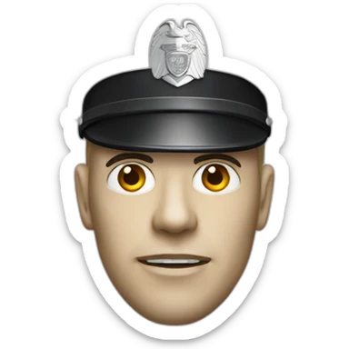realistic white policeman with hat with undead head logo sticker