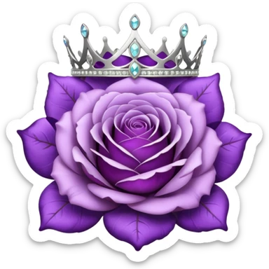 Purple rose flower, silver circle plaque, silver tiara sticker