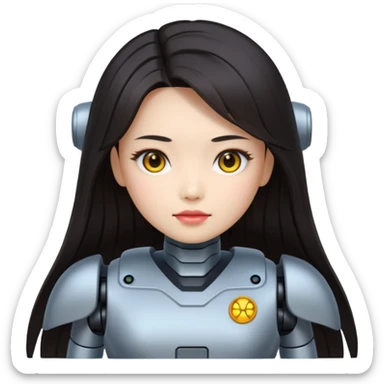 chinese babe ai robot long dark hair emoji warrior sticker