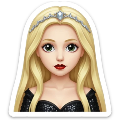 Bride of Dracula with long blonde hair, black sequin outfit sticker