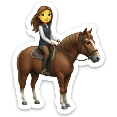 girl with brown hair riding a horse sticker